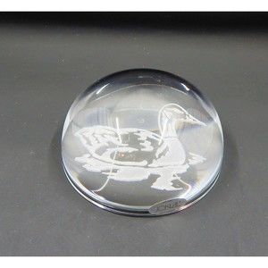 Jonel Full Lead Crystal Etched Duck Dome Magnifying Paperweight 3-1/2 Inches